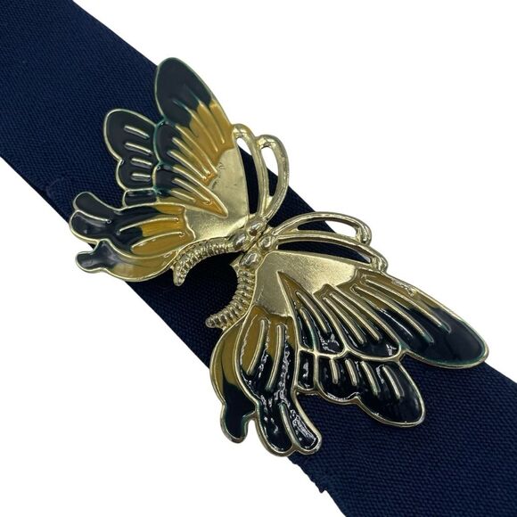 Vintage Navy Blue Butterfly Stretch Belt - Picture 2 of 3